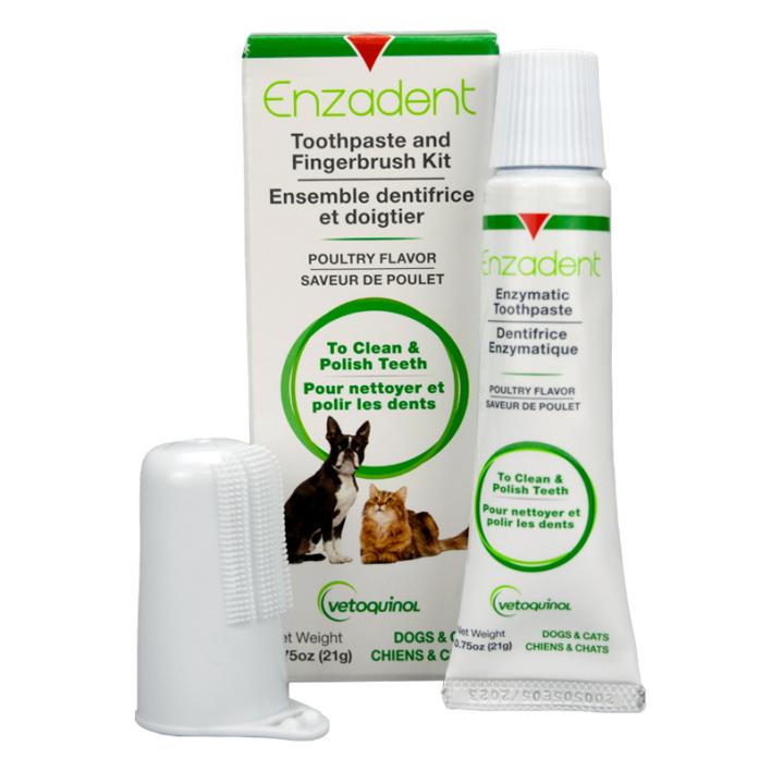 Enzadent Toothpaste and Fingerbrush Kit Vetoquinol USA